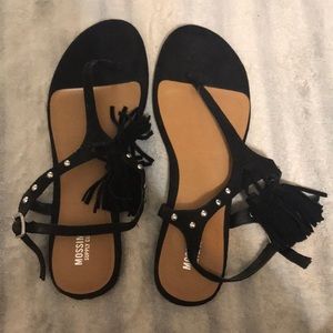 Suede tassel sandals